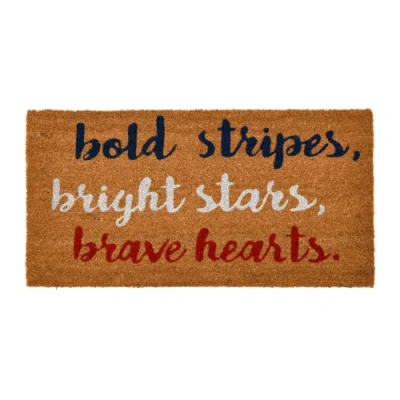Storied Home Coir Entry Doormat With Patriotic Message In Brown
