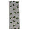 Storied Home Cotton And Linen Table Runner With Embroidered Mistletoe And Pom Poms, Natural, Green A In Gray