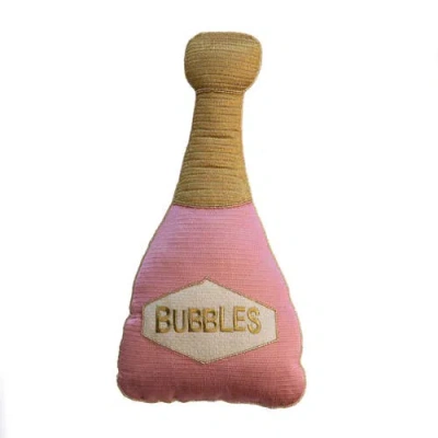 Storied Home Cotton Bottle Shaped Pillow With Embroidery "bubbles" In Multi