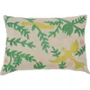 Storied Home Cotton Chambray Lumbar Pillow With Bird Embroidery In Green