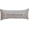 Storied Home Cotton Chambray Lumbar Pillow With Pleats And "it's So Good To Be Home" Message In Gray