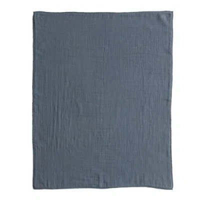 Storied Home Cotton Double Cloth Baby Blanket With Trim In Blue
