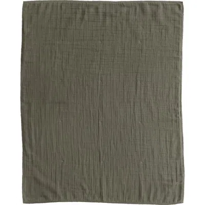 Storied Home Cotton Double Cloth Baby Blanket With Trim In Green