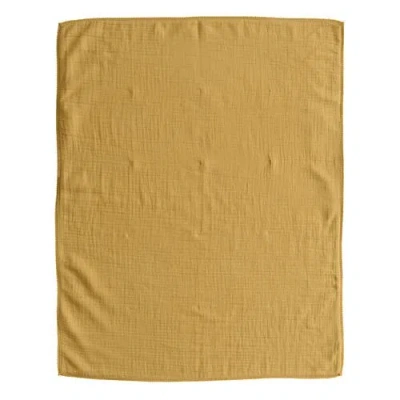 Storied Home Cotton Double Cloth Baby Blanket With Trim In Yellow