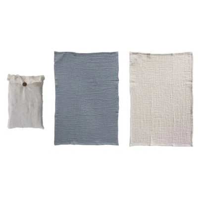 Storied Home Cotton Double Cloth Tea Towels, Set Of 2 In Multi