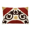 Storied Home Cotton Embroidered Lumbar Pillow With Suzani Embroidery In Multi