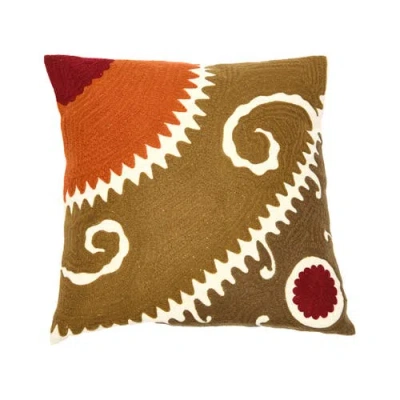 Storied Home Cotton Embroidered Pillow In Multi