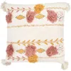Storied Home Cotton Embroidered Pillow With Tassels And Applique, Cover Only In White