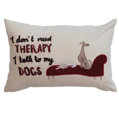 Storied Home Cotton Lumbar Pillow Cover With Dog Illustration And Message In White