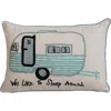 Storied Home Cotton Lumbar Pillow Cover With Embroidered Camper Design And Message In Multi
