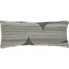 Storied Home Cotton Lumbar Pillow With Gold Thread Embroidery And Rope Applique In Gray