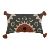 Storied Home Cotton Lumbar Pillow With Suzani Embroidery And Tassels In Multi