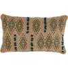 Storied Home Cotton Lumbar Pillow With Tufted Embroidered Design And Fringe In Brown
