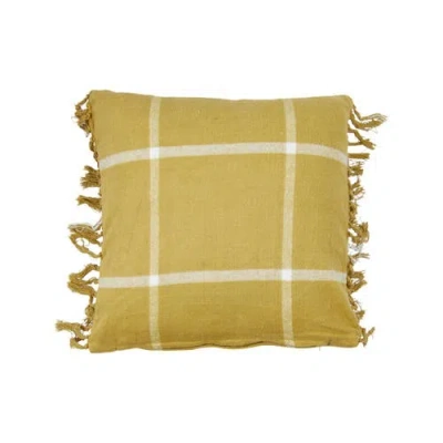 Storied Home Cotton Pillow With Fringe In Green