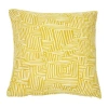 Storied Home Cotton Pillow With Kuba Cloth Pattern In Yellow
