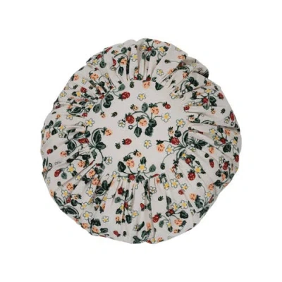 Storied Home Cotton Pleated Pillow With Floral Pattern In White