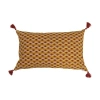 Storied Home Cotton Slub Lumbar Pillow With Floral Pattern And Tassels In Yellow