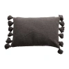 Storied Home Cotton Slub Lumbar Pillow With Tassels, Iron Color, Cover Only In Gray