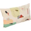 Storied Home Cotton Slub Printed Lumbar Pillow With Hand-embroidery And Beads In Multi