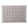 Storied Home Cotton Slub Printed Throw With Holiday Pattern And Fringe, Multicolor In Multi