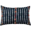 Storied Home Cotton Slub Tie Dye Lumbar Pillow Cover With Embroidered Accents In Blue