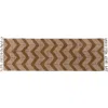 Storied Home Cotton Tufted Floor Runner With Chevron Pattern And Fringe In Brown