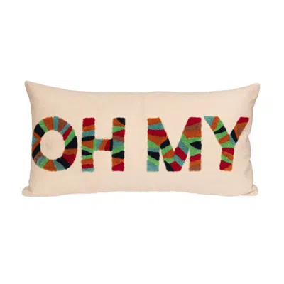 Storied Home Cotton Tufted Lumbar Pillow "oh My", Natural And Multicolor