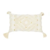 Storied Home Cotton Tufted Lumbar Pillow With Embroidery And Tassels In White