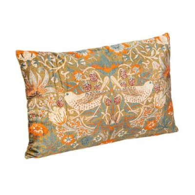 Storied Home Cotton Velvet Birds And Flowers Lumbar Pillow, Multicolor