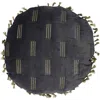Storied Home Cotton Velvet Pillow With Metallic Embroidery And Tassels In Black