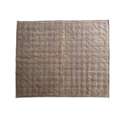 Storied Home Cotton Velvet Quilted Throw In Brown