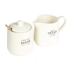 Storied Home Creamer & Sugar Pot Set With Spoon In White