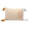 Storied Home Creative Co-op Woven Recycled Cotton Blend Lumbar Pillow With Tassels, Yellow And Cream In Neutral