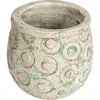 Storied Home Debossed Circles Terra-cotta Planter In Green