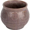 Storied Home Debossed Stoneware Planter With Pattern And Reactive Glaze In Purple