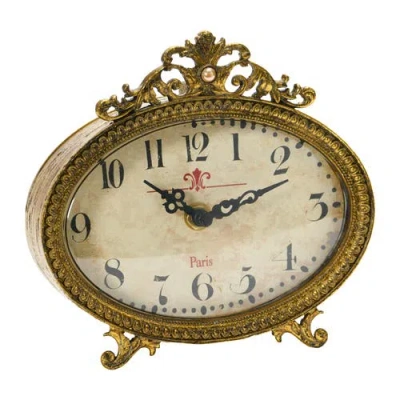 Storied Home Decorative Antiqued Mantel Clock In Gold