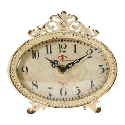 Storied Home Decorative Antiqued Mantel Clock In Brown