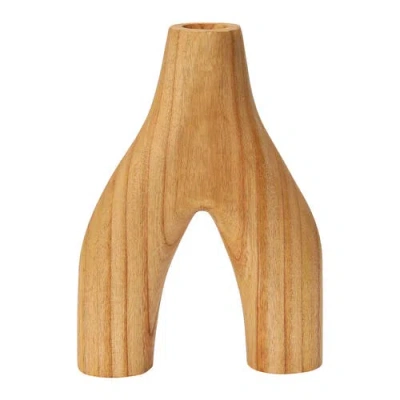Storied Home Decorative Arched Wood Vase, Natural In Brown