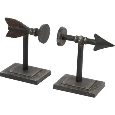 Storied Home Decorative Cast Metal Arrow Bookends, Bronze, Set Of 2 In Brown