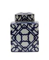 Storied Home Decorative Ceramic Ginger Jar With Lid In Blue