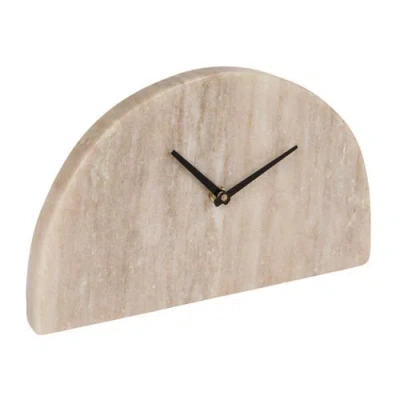 Storied Home Decorative Half Moon Marble Mantel Clock, Beige And Black In Brown