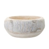 Storied Home Decorative Hand-carved Paulownia Wood Bowl, Whitewashed In White