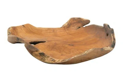 Storied Home Decorative Hand-carved Teak Wood Bowl In Brown