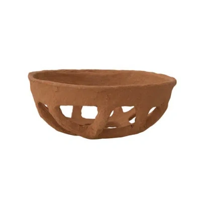 Storied Home Decorative Handmade Paper Mache Basket In Brown