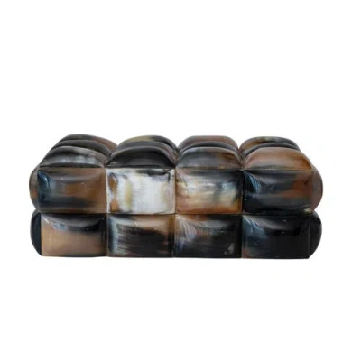Storied Home Decorative Horn Bubble Storage Box, Black And Brown