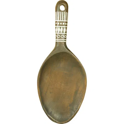Storied Home Decorative Mango Wood Wall Spoon With Painted Pattern In Green