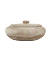 Storied Home Decorative Natural Paulownia Wood Container With Lid In Brown