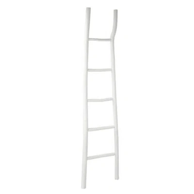 Storied Home Decorative Painted Wood Blanket Ladder, White