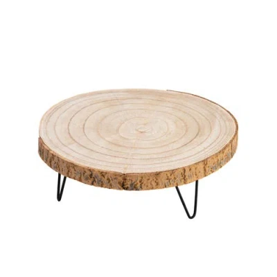 Storied Home Decorative Paulownia Wood Pedestal, Natural In Brown