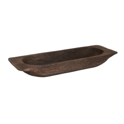 Storied Home Decorative Paulownia Wood Tray Bowl, Brown